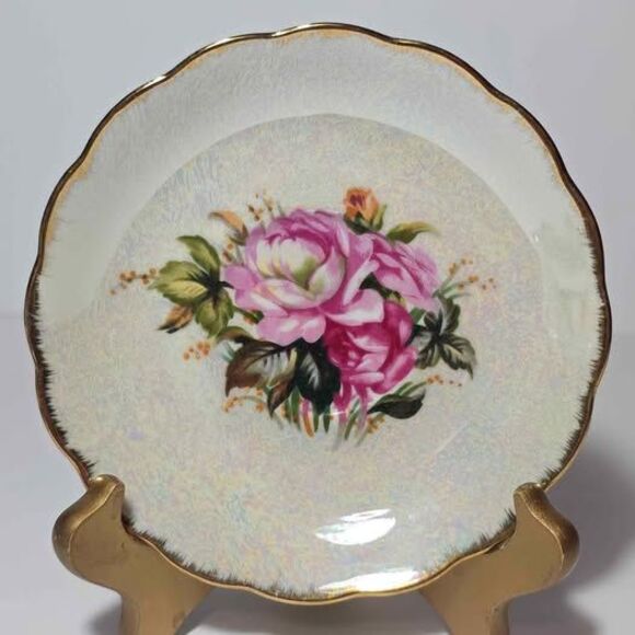 Norcrest Teacup and Saucer Pink Flowers Opalescent Vintage - Picture 6 of 9